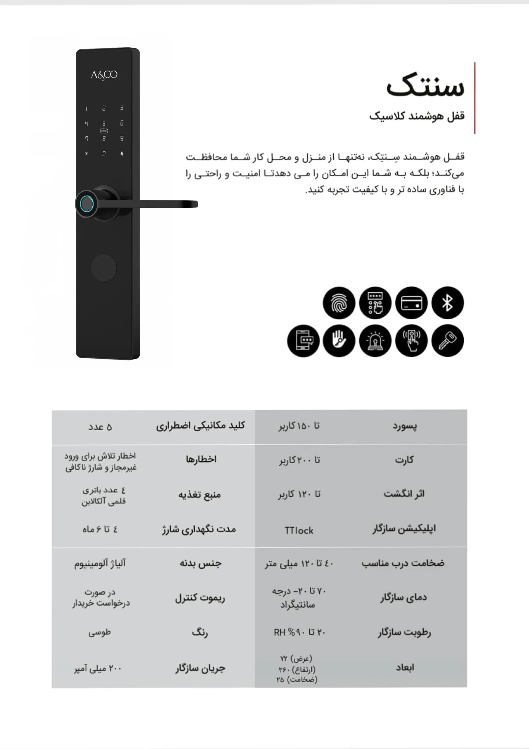 کاتالوگ دستگیره هوشمند سنتک برند A&CO